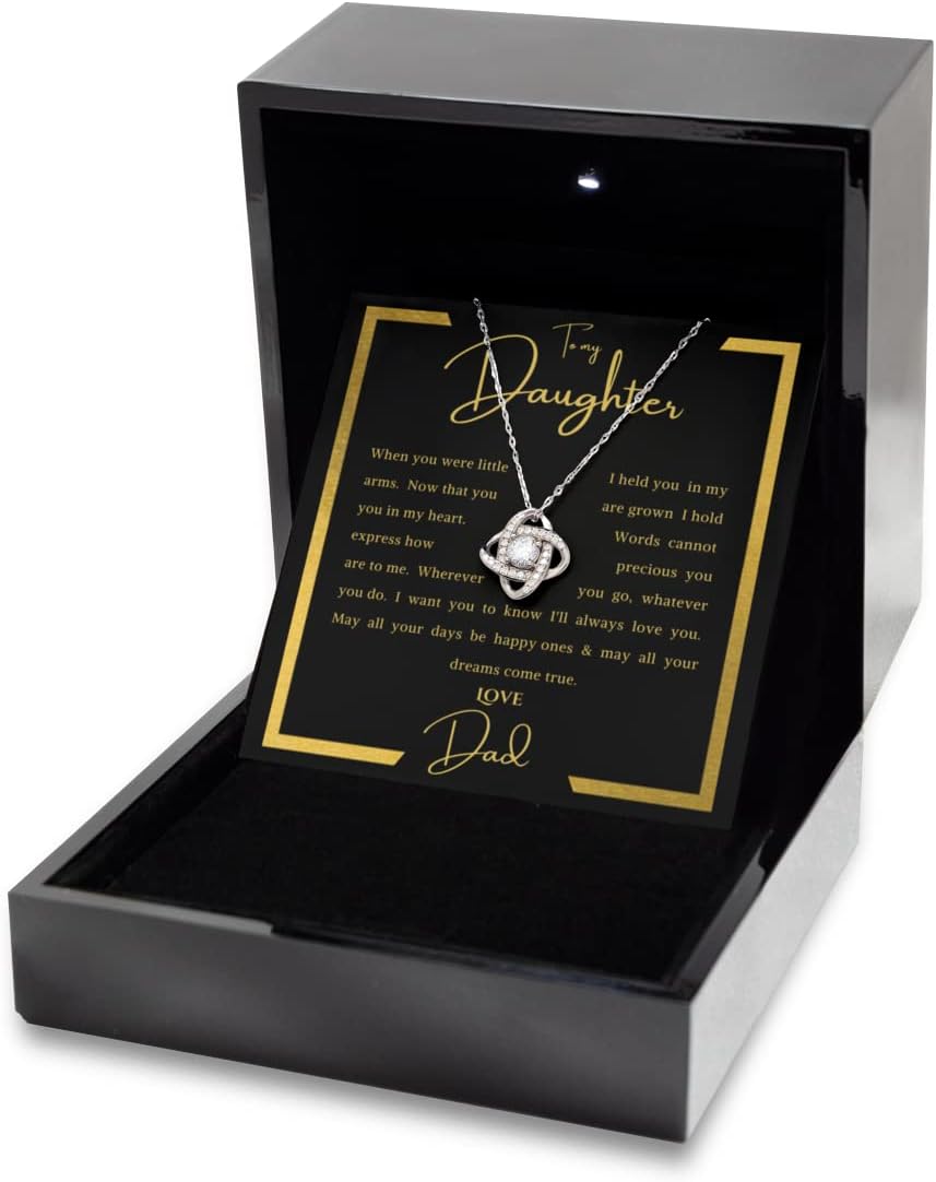 Love Knot Silver Necklace Luxury Box to My Daughter Necklace, Daughter Gift Idea, from Dad to Daughter, Father Daughter Present, Daddys Girl Lovekno image 2