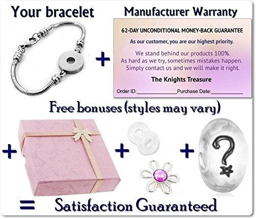 Timeline Treasures Charm Bracelet For Women, Fits European Bead Charms, Snap Button, 7.5 Inch #TOP1