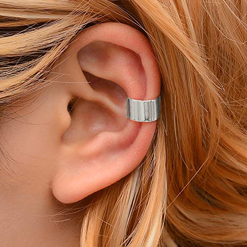 Round Polished Ear Cuff Cartilage Earrings For Women Girls 925 Sterling Silver Minimalist Open Small Hoop Adjustable Wrap Fashion Simple Jewelry Holiday Party Gifts For Friends (Silver) #TOP1
