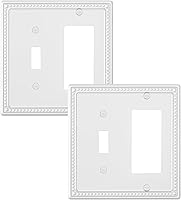 Vista 60 de Paquete de 2 cubiertas de placa de interruptor de luz de doble palanca, cubiertas decorativas de placa de doble interruptor Pearls, placa de pared