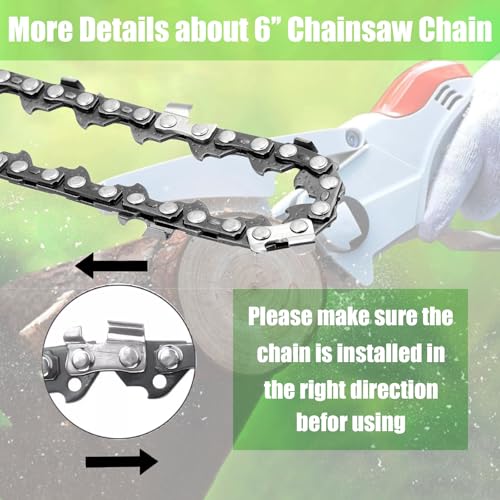 WIRSHO 5 PCS 6 Inch mini Chainsaw Chain for 6 Inch (15 cm) Guide Bar, 6" - 37DL - Image 3