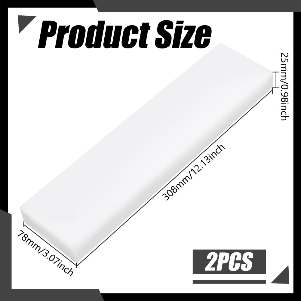 UNICRAFTALE 2 blocchi in HDPE rettangolari in plastica bianca in polietilene, blocchi di plastica solidi, 308 x 78 x 25 mm, per il miglioramento del pavimento, fai da te