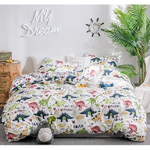 【Neueste】GETIYA 2 Teilige Kinder Bettwäsche 135x200 Cartoon Dinosaurier Bettwäsche für Jungen Mädchen Weiß Bettwäsche Set mit Bunter Dino Muster Bettbezug Set mit Reißverschluss und Kissenbezug 80x80 5 【Neueste】GETIYA 2 Teilige Kinder Bettwäsche 135x200 Cartoon Dinosaurier Bettwäsche für Jungen Mädchen Weiß Bettwäsche Set mit Bunter Dino Muster Bettbezug Set mit Reißverschluss und Kissenbezug 80x80