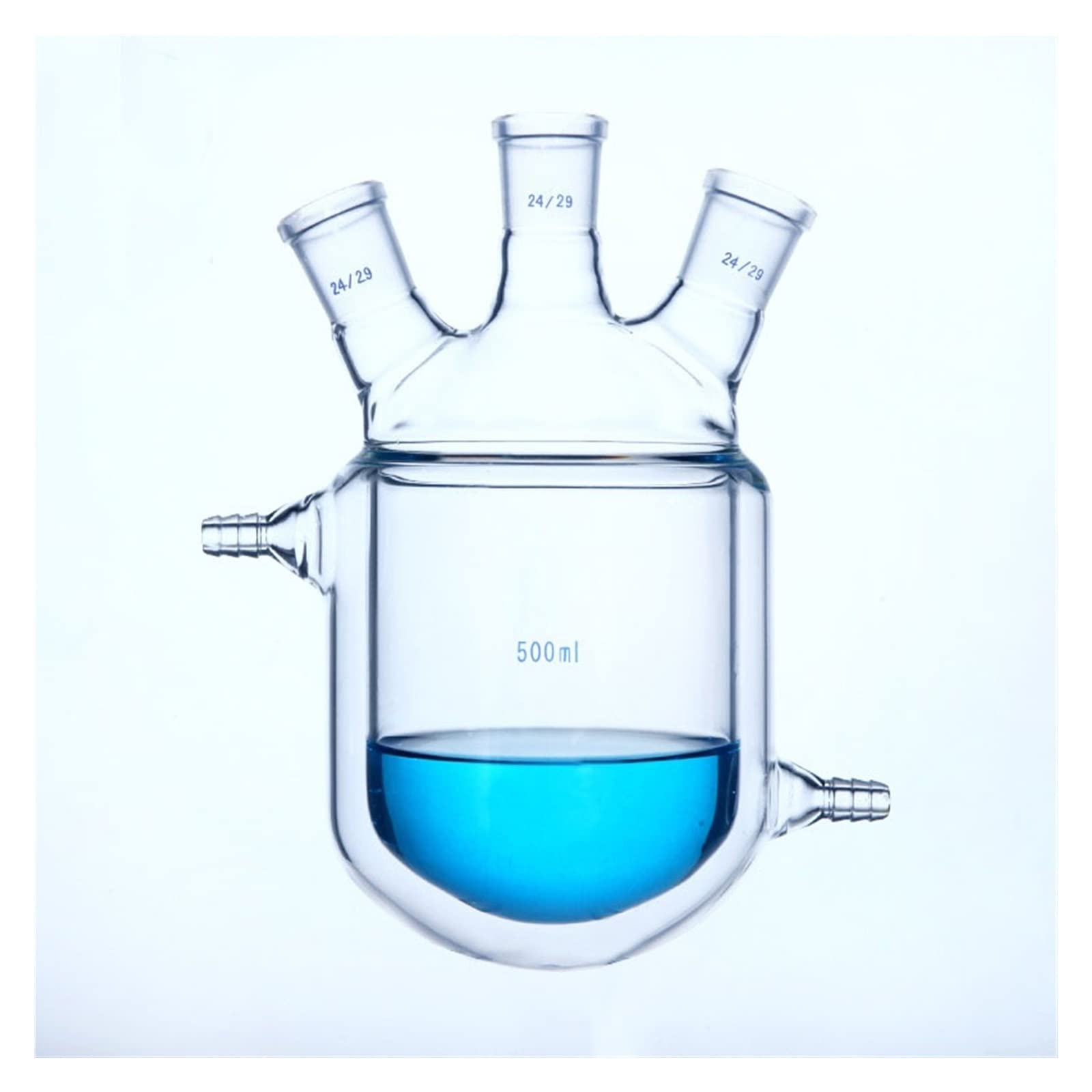 Bouteille de réaction à veste à trois cols, flacon en verre Borosilicate à paroi épaisse, réacteurs végétaux à gaine, réacteur de laboratoire(150ml 24x24x24)