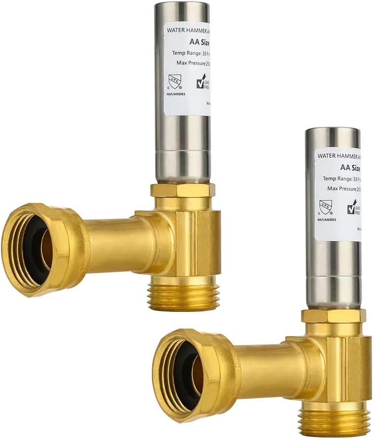 (Pack of 2) EFIELD MH-S-241 Angle Stainless Steel Water Hammer Arrestors, 3/4 Inch Swivel FHT x 3/4 Inch MHT,(HAMMER018-2PCS)