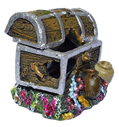 Supa Treasure Chest Aquarium/Fish Tank Ornament, Realistic Detail, Approx. 6cm(L) x 7.5cm(W) x 6.5cm(H). - Image 4