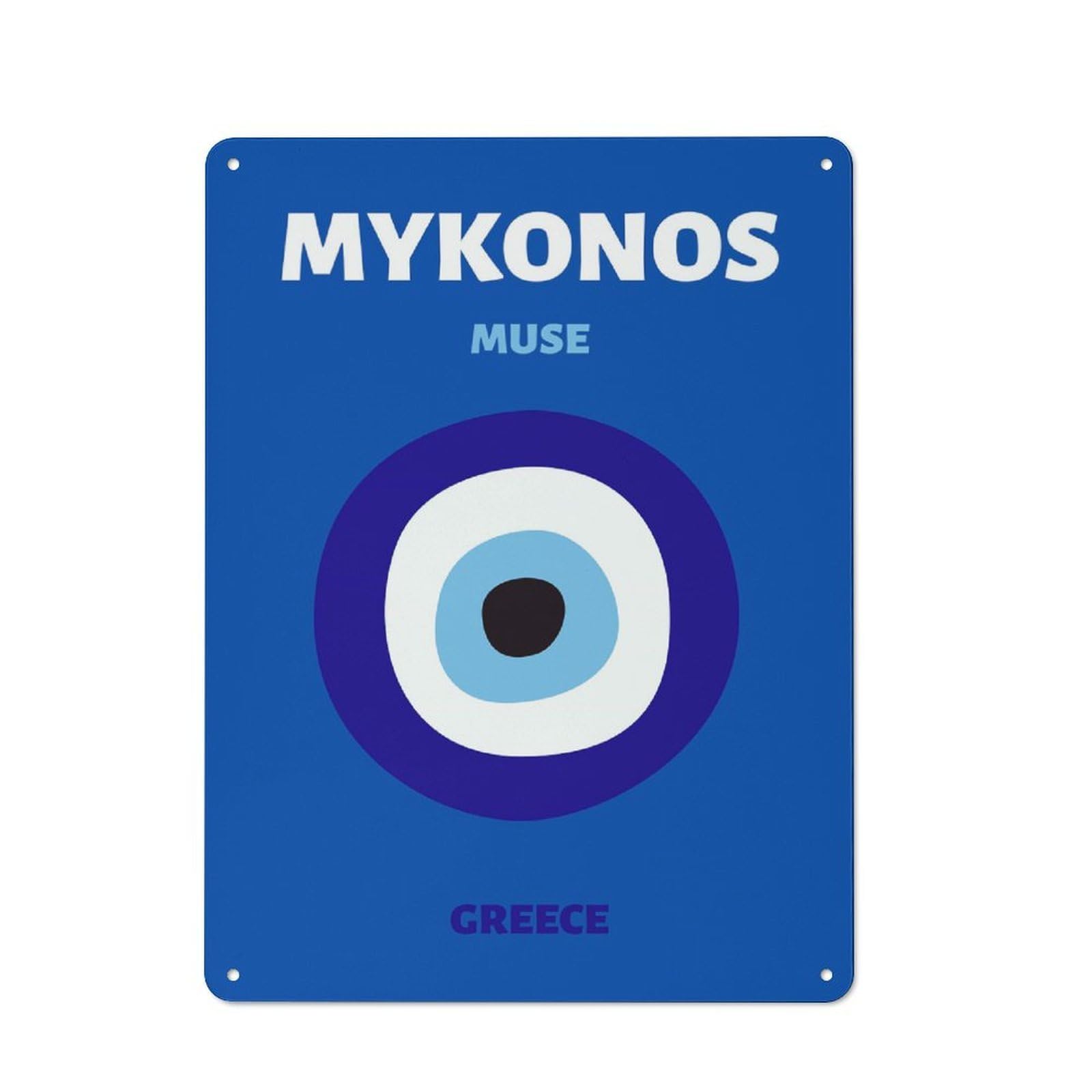 Junmoney Style-3 Mykonos Greece Travel Shop Front Style Metal Wall Decor 40X30cm, Bistro Metal Sign For Takeaway, Bar, Kitchen Or Counter Area