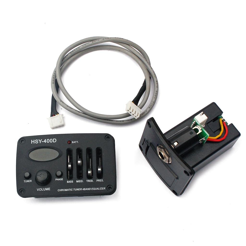 NIVAA 1 Set Plastic 4 Bands EQ Guitar Equalizer Preamp for Acoustic Guitar Parts HSY-400D Black-image-23