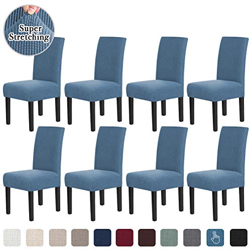 Chair Covers for Dining Room Stretch Dining Chair Covers Chair Cushions for Dining Chairs Super Fit Dining Chair Protector Removable Washable Chair Covers Set of 8, Dusty Blue Chair Covers for Dining Room Stretch Dining Chair Covers Chair Cushions for Dining Chairs Super Fit Dining Chair Protector Removable Washable Chair Covers Set of 8, Dusty Blue