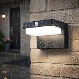 ADAKAT LED Solar Wandleuchte IP44 mit Bewegungsmelder, Dämmerungssensor, 2 Modi, tagesweiß 4000K