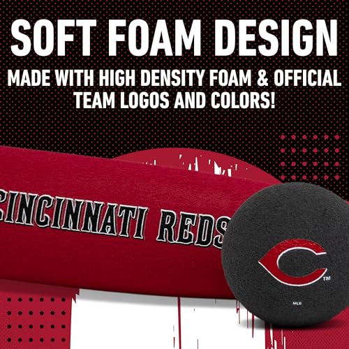 Image of Franklin Sports Boston Red Sox Foam Bat & Ball Set - 21 inch Soft Jumbo Team Baseball Bat and Ball Team Logo - MLB Official Licensed Product