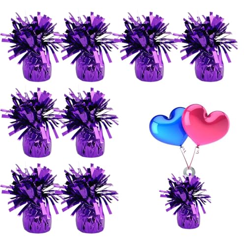 8 pesas para globos para fiestas de cumpleaños, pesas de globos de helio, eventos y celebraciones, accesorio de globos de fiesta de cumpleaños, color morado