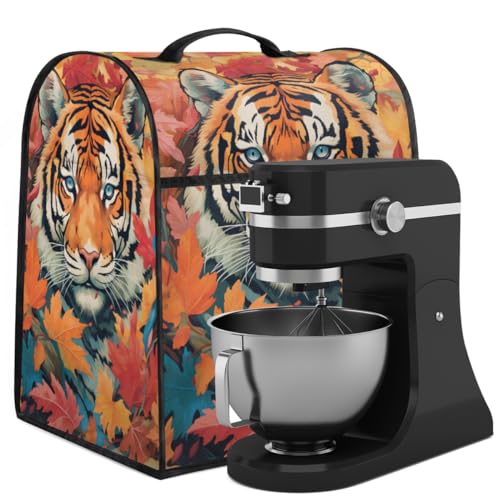 Coffee Maker Cover Autumn Maple Leaf Tiger Kitchen Appliance Covers Small Appliance Covers Blender Cover Juicer Cover Dust Covers for Kitchen Appliances with Top Handle and Pockets,Washable,C179