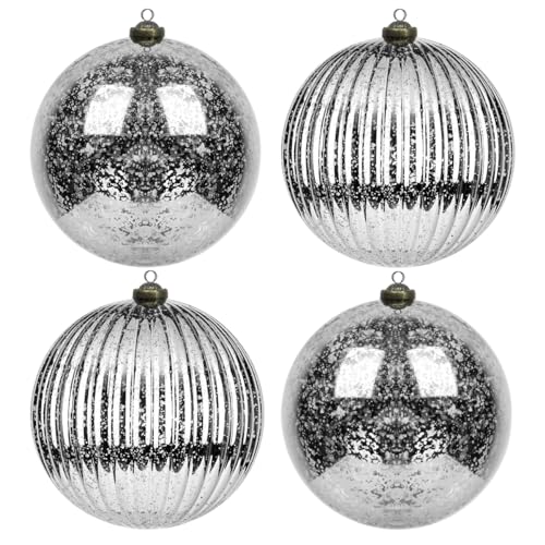 KI Store Mercury Christmas Ball Ornaments Silver Set of 4