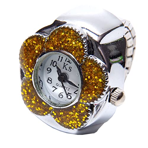 Goods Land 【 6カラー 】時計 指輪 型 リング ウォッチ フリーサイズ メンズ レディース おしゃれ GD-FLOWERWT-YE