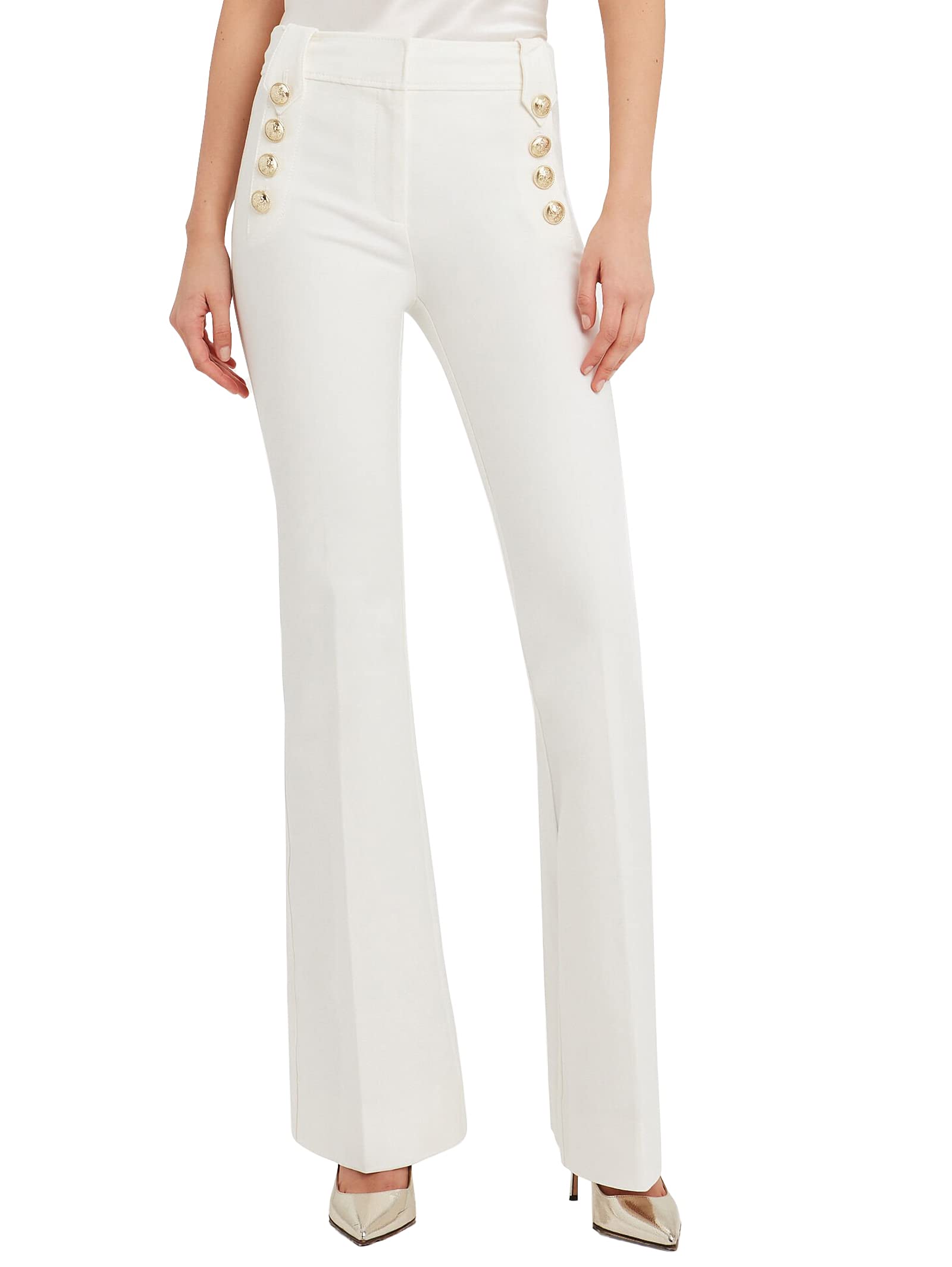 Famulily Womens Classy High Waist Double Breasted Flared Sailor Trousers Pants with Hide Zipper