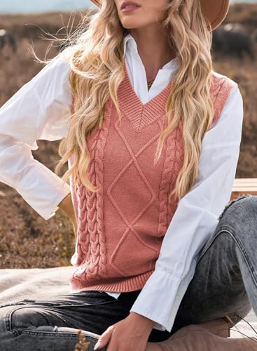 Image of EVALESS Oversized Sweater Vest for Women V Neck Sleeveless Solid Color Loose Pullover Sweater