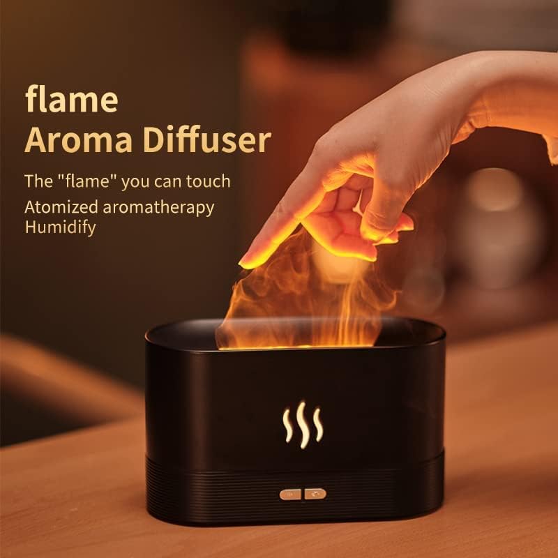 LWZY Flame Air Aroma Diffuser Humidifier, 7 Flame Color Noiseless Essential Oil Diffuser for Home,Office,Yoga with Auto-Off Protection (Black)
