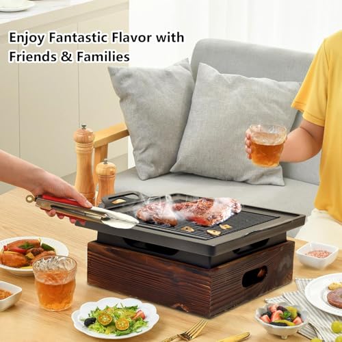 Barbacoa japonesa portátil – perfecta para acampadas y reuniones familiares – Parrilla de mesa de 28 cm – Conveniente y práctico solut de cocina al aire libre