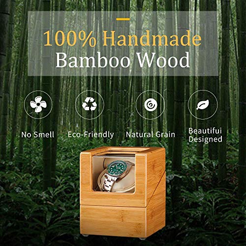 Jqueen Single Watch Winder Box For Automatic Watches, 100% Bamboo Wood #TOP2