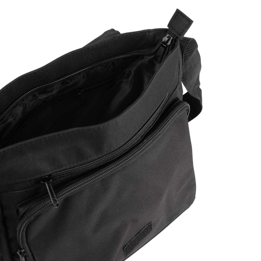 Borsa a tracolla nera personalizzata con foto - Stampa di foto sulla patta anteriore della borsa in tessuto nera personalizzata
