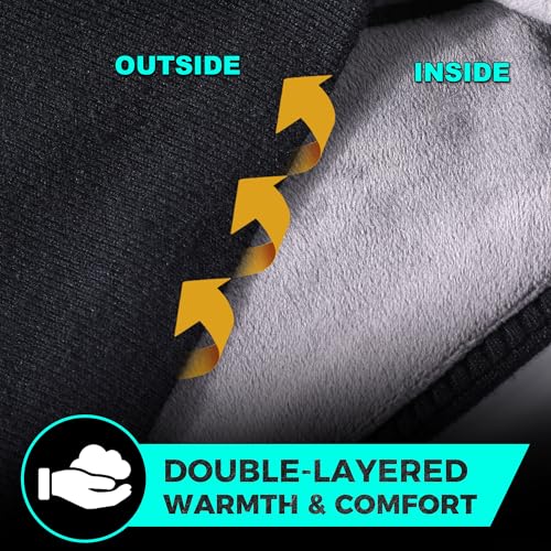 WTACTFUL Doppelschicht Fleece Stirnband Sport Ohrenwärmer für Damen Herren Winter Warme Windstopper Sportstirnband laufstirnband für Joggen Laufen Wandern Fahrrad und fahrradhelm, 2 Stück Schwarz