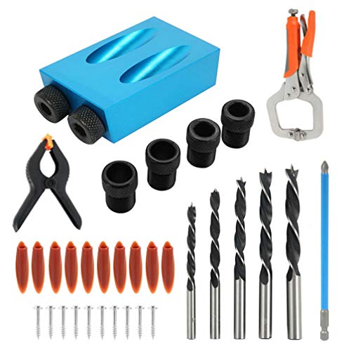 ULTECHVO Kit de 35 peças de mandril para broca de cavilha, 15 graus, ângulo de marcenaria, guias de