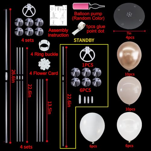 Support de ballon table blanc et doré TONIFUL pour décoration chic