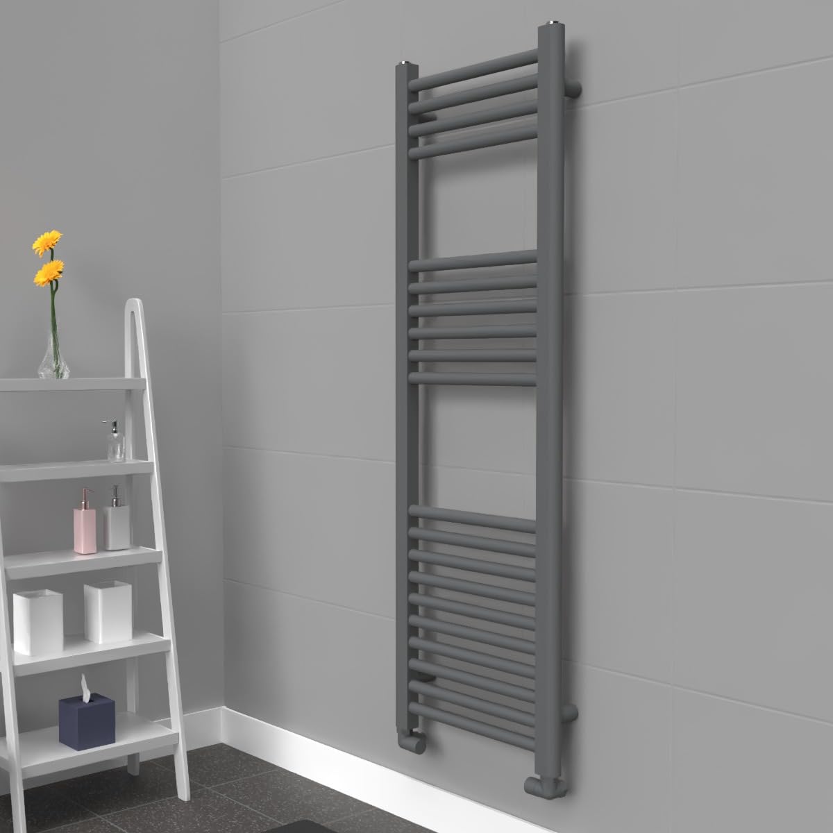 Lux Heat Anthracite Grey Ladder Towel Radiator 1200Mm (H) X 400Mm (W)