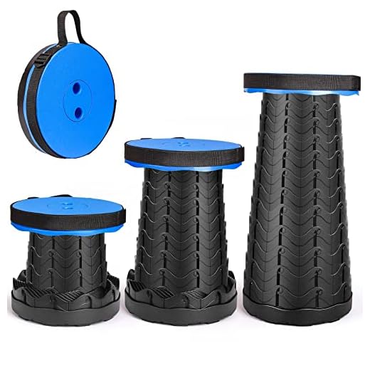 AOKITO Tabouret Pliant,Tabouret Portable de Deuxième Génération, Léger et Stable, Réglable en Hauteur, Charge de 397 LB, pour L'extérieur, Randonnée, Pêche, Barbecue, Intérieur, Voyage, Fête (Bleu)