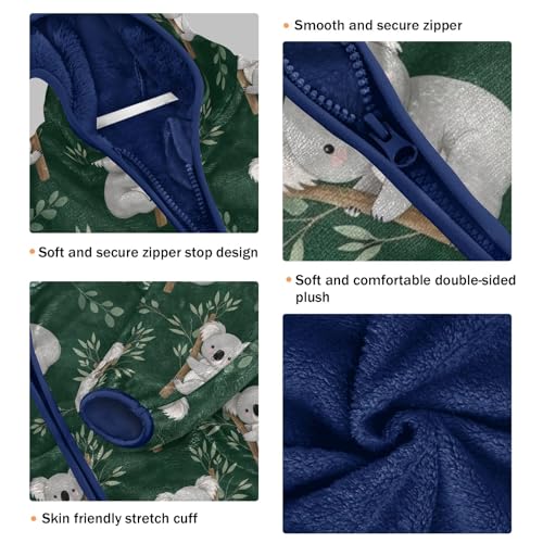 CHIFIGNO Cute Koalas Dark Green Toddler Boys Zip up Hoodie Light Thick Sweatshirt Jacket 3T3