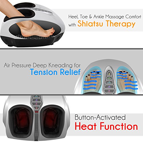 Serenelife Slftmsg35 Shiatsu Foot Massager - Shiatsu Therapy For Heels, Toes And Ankles For Pain Relief And Comfort, Heat Function And Different Intensity Levels, With Remote Control #TOP3