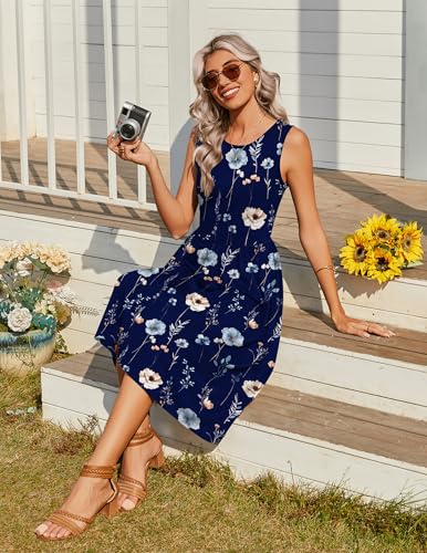 Image of Zeagoo Women's Summer Tank Midi Dress with Pockets Floral Sleeveless A-Line Casual Loose T-Shirt Dresses Beach Sundress 2026