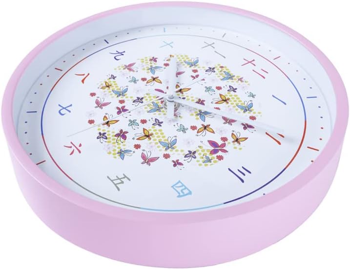 Miniatura 3 de Reloj de pared para niños, 10 pulgadas, decoración de pared educativa para sala de juegos con números chinos, reloj de pared silencioso para