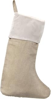Firefly Imports Natural Linen Christmas Stockings w/White Cuff, 16-inch,...
