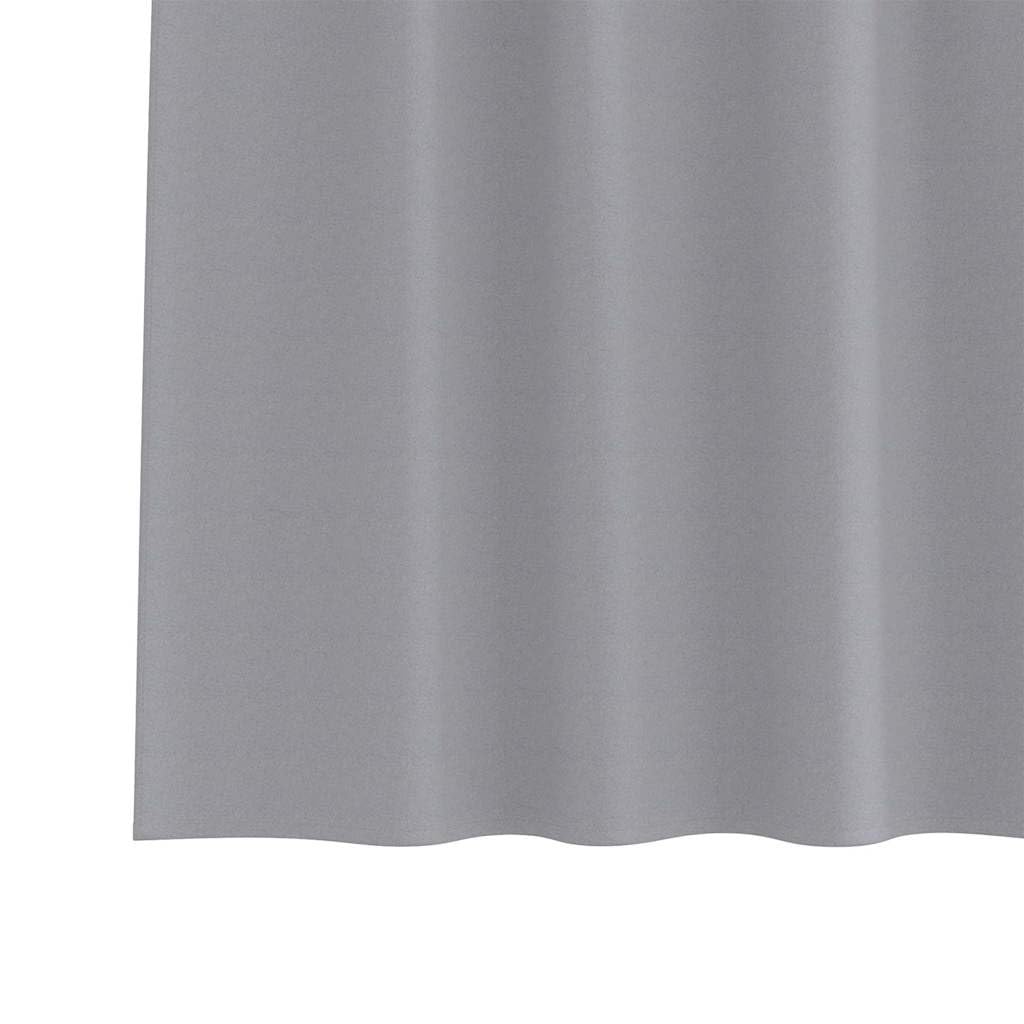 Firany Blackout z Kółkami 2 Szt Jasnoszary 225 x 140 cm Poliester