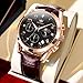 OLEVS Men's Leather Watch,Big Face Chronograph Watch for Men Casual Watches Fashion Easy to Read Mens Analog Watches,Dress Men's Waterproof Luminous Date with Arabic Numeral Relojes para Hombres