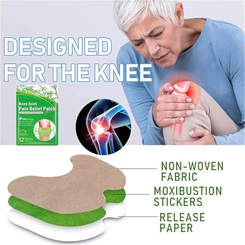 Image of COOFANDY 10pcs Pain Relief Patch - Wellknee Plaster for Knee Support & Muscle Pain - Maximum Strength for a Temporary Relief - Adhesive Heat Patches Made with Natural Herbs for Wellness