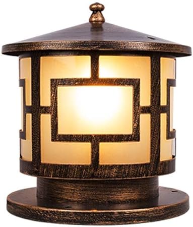 Generic GUOCC Creative Europe Aluminum Glass E27 Column Lights Outdoor Garden Pillar Lamp Retro Residential LED Pillar Lamps Lustre Sconce Porch Home Garden Outside Ball Shape Fence Boundary Wall Villa Light