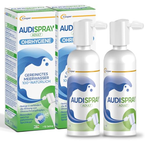 AUDISPRAY ADULT x 2 - Redovita higijena uha - 100 posto prirodna otopina od pročišćene morske vode - Sprej 50 ml x2