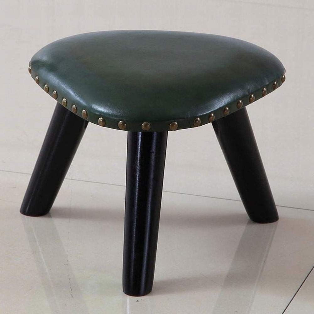 Tabouret en cuir triangle et bois massif vert canapé