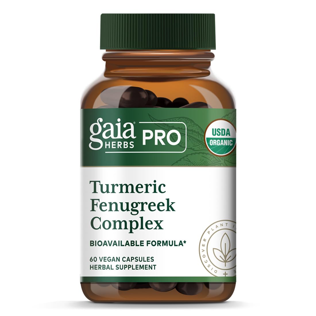 GAIA HERBS PRO Turmeric Fenugreek Complex - Daily Dietary Supplements for Active Lifestyle Support* - Herbal Nutrient Complex with Fenugreek Extract & Organic Turmeric - Vegan - 60 Capsules 60 Count (Pack of 1)
