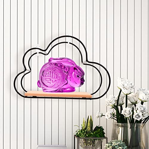 Zerodeko Wall Cloud Storage Shelf Wall Mounted Floating Shelf Hanging Organizer Rack Succulent Pot Holder With Wood Tray For Bookshelf Bathroom Home Supplies Black #TOP3