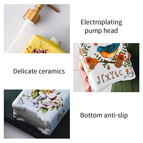 Wayuto 12 Oz Vintage Soap Dispenser Ice Crack Ceramic Liquid Soap Dispenser Lotion Pump Bottle For Kitchen Countertop Bathroom Decorative Antique Floral Porcelain Hand Soap Dispenser Blue Peony #TOP5