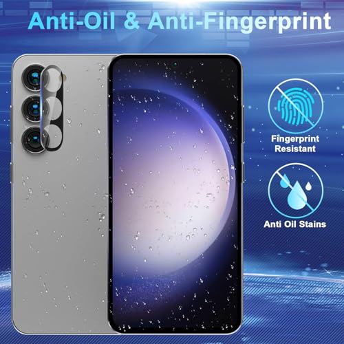 Image of Privacy Screen Protector Compatible with Galaxy S23 FE 5G - 2 Tempered Glass Film + 2 Camera Lens Protectors, High Clarity Bubble Free, Anti-Spy Protection