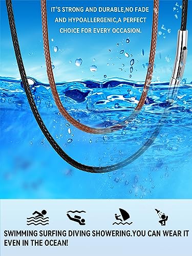 Faithheart Braided Leather Necklace, Black Waterproof Wax Rope String Chain Necklaces For Male, 2Mm Width 24 Inch Neck Chains Jewelry Charms #TOP3