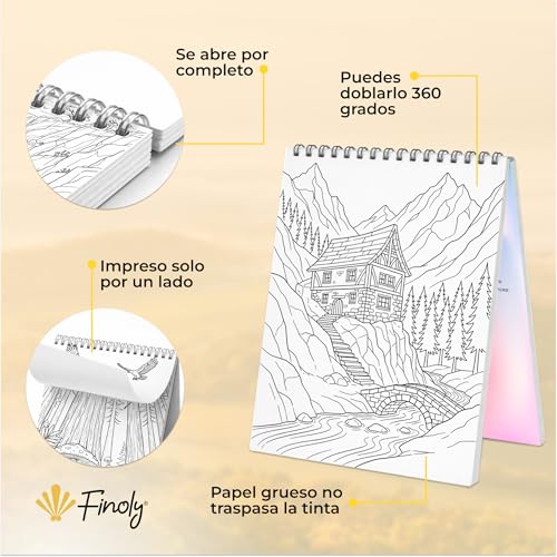 Miniatura 7 de Finoly Libro Mandalas Adultos Paisajes A4 Reduce El Estres Libros De Colorear Para Adulto Principiantes Y Avanzados Mindfulness