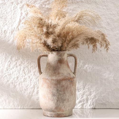 Mitt&Ditt Ceramic Flower Vase with Handles, 11 inch Tall Vase for Centerpieces, Large Decorative Terracotta Vases, Farmhouse Rustic Vases for Home Decor, Living Room, Table, Neutral - Image 5