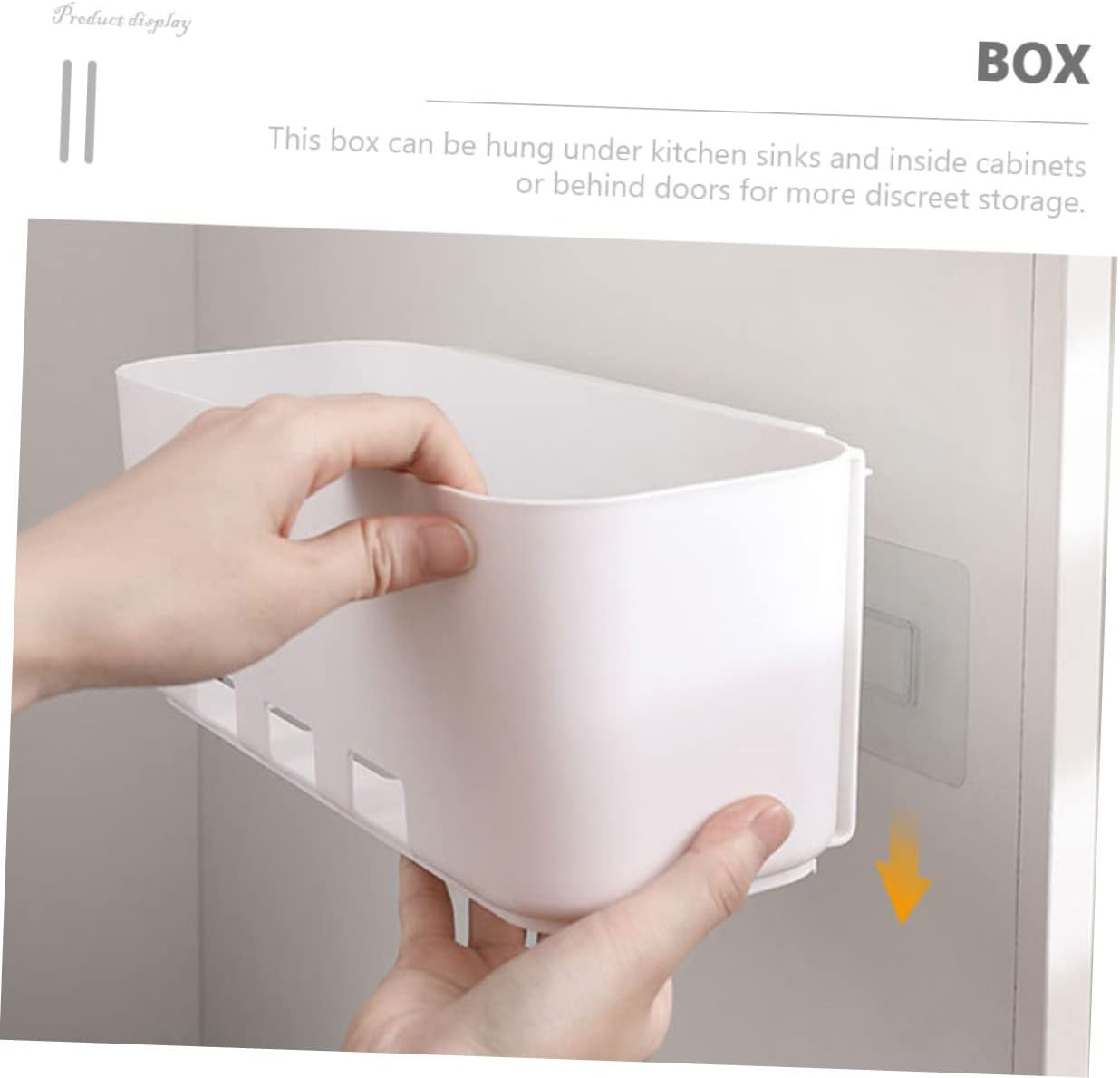 ABOOFAN 2Pcs Under Sink Pull out Organizer Self Adhesive Storage Box for Kitchen and Bathroom Wall Mount Holder for Discreet Storage of Sundries Shampoo and More