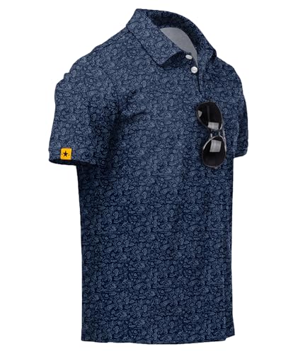 Image of ZITY Mens Golf Polo Shirts Short Sleeve UPF 50+ Performance Moisture Wicking Print Pattern Casual Collared Golf Shirt for Men